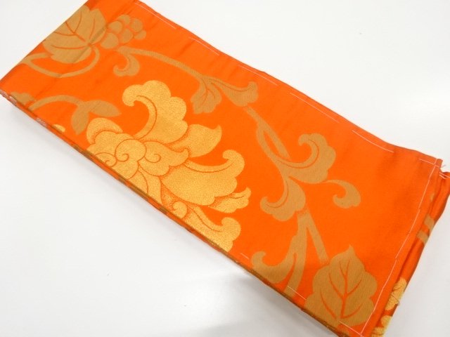 JAPANESE KIMONO / ANTIQUE HANHABA OBI / SILK / WOVEN FLOWER ARABESQUE